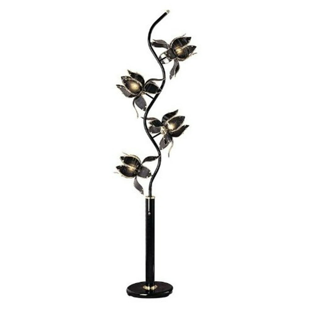 73"H Black Floor Lamp with Black Base Finish