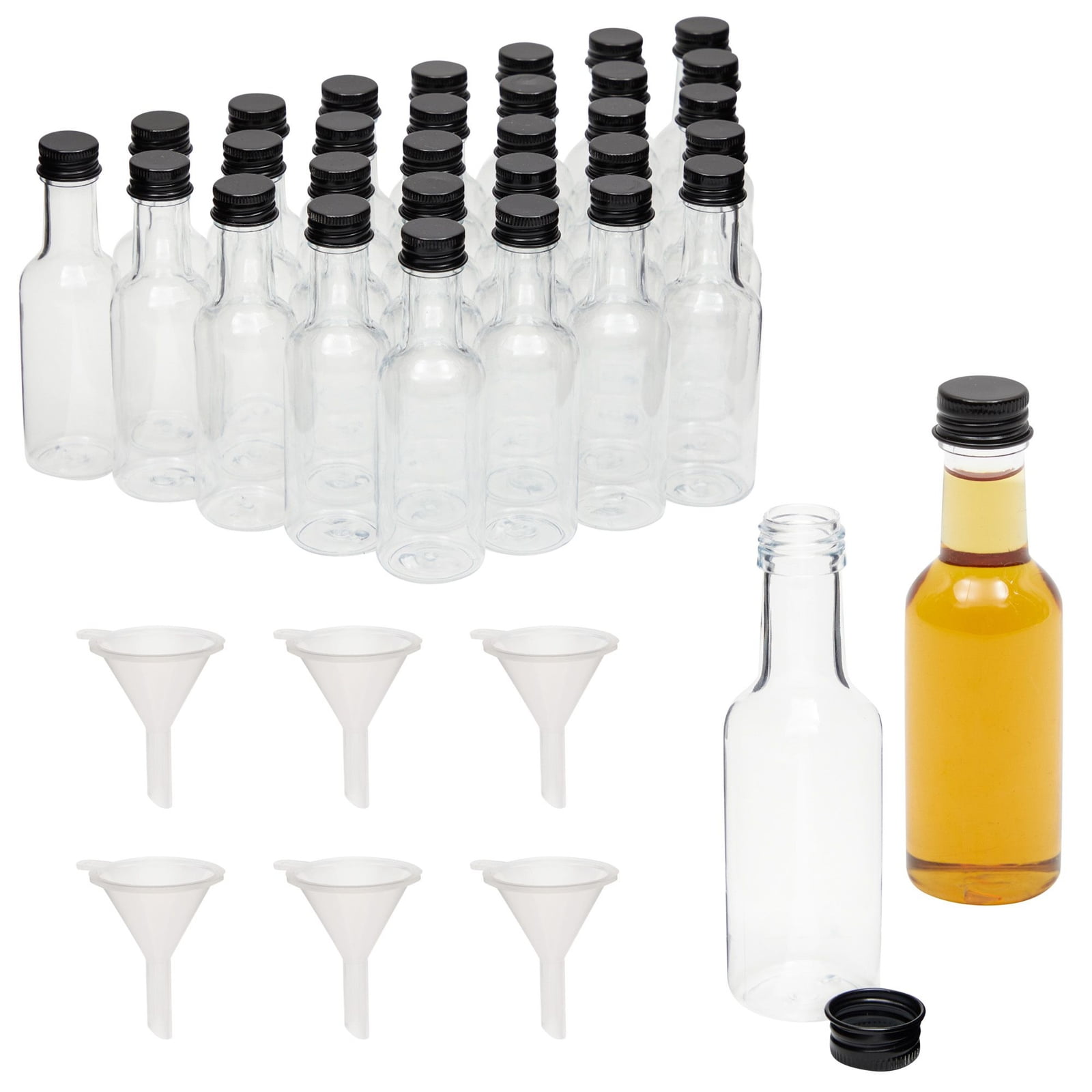 30 Pack 50ml (1.7 Oz) Mini Liquor Bottles with Twist Off Lids and