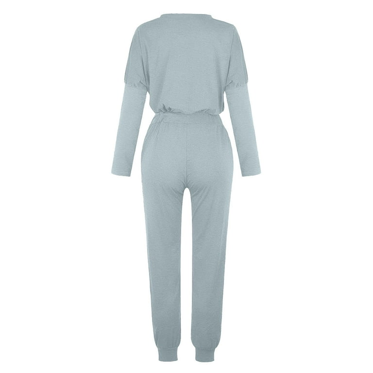 JURANMO Lounge Sets for Women Two Piece Outfits Sweatsuits Sets 2024 Fall Winter Women Loose Fit Two piece Sets Classic Long Sleeve Round Neck Solid