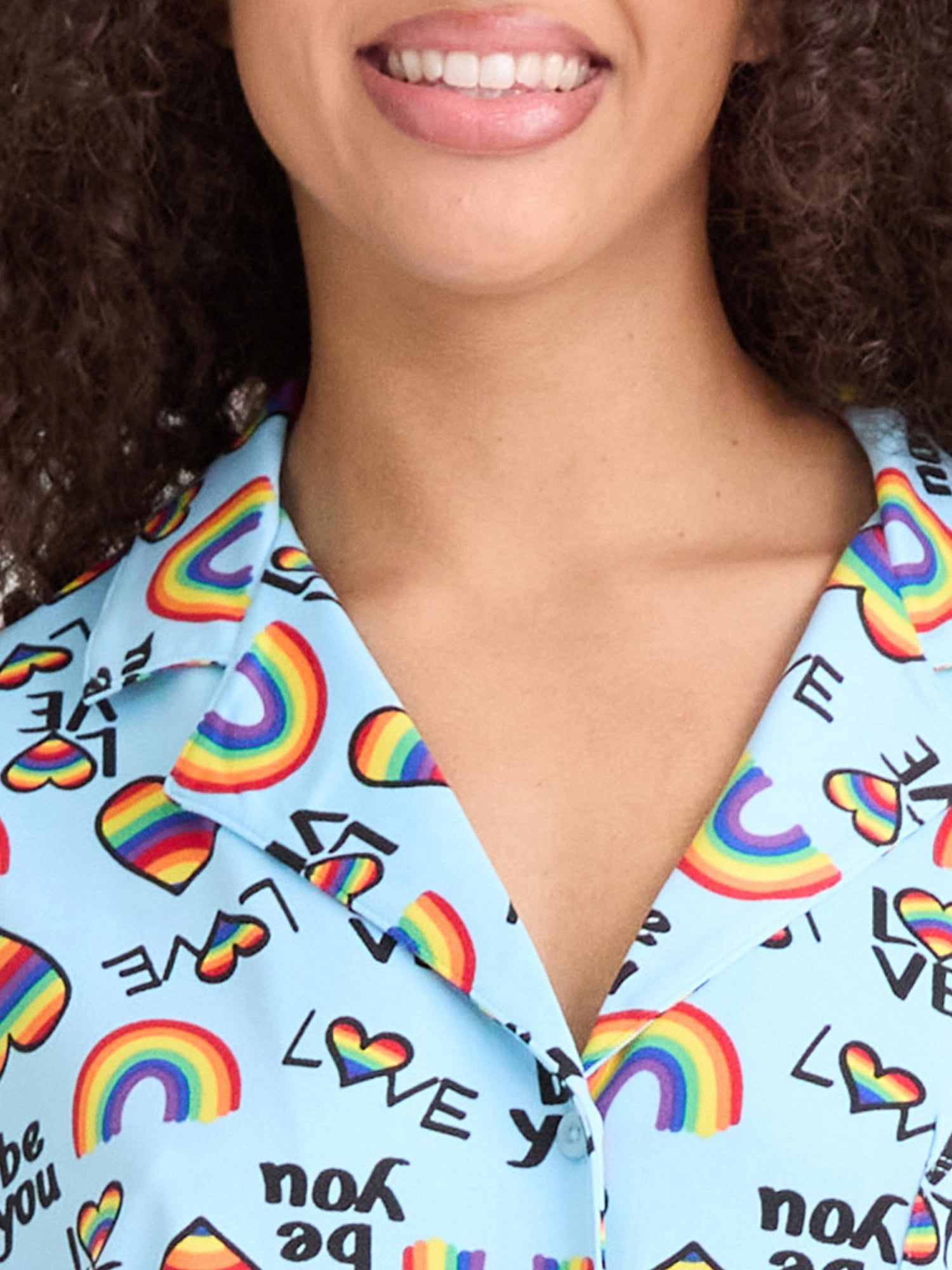 Way to Celebrate Women's Pride Notch Collar Top and Shorts Pajama Set, 2-Piece, Sizes XS-3X