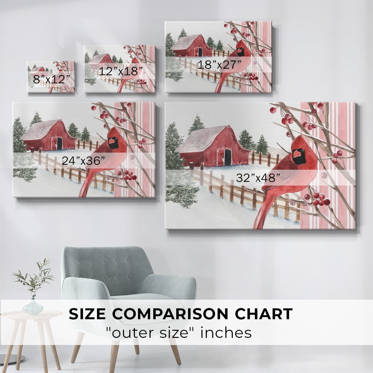 Winter Cardinal Collection A- Gallery Wrapped Canvas