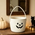 thumbnail image 5 of Halloween Candy Basket Pumpkin Woven 10.6x6.7x6.7in with Bow Handle Portable for Kids Trick or Treat Collection by OVFUIZ, 5 of 6