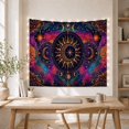 thumbnail image 5 of Sun Wrapped Around Crescent Moon Within Ornate Mandala, Mystical Celestial for Astronomy Fans, Cosmic Wall Art, Housewarming Gift, Tapestry Wall Hanging for Bedroom and Studio, 5 of 7