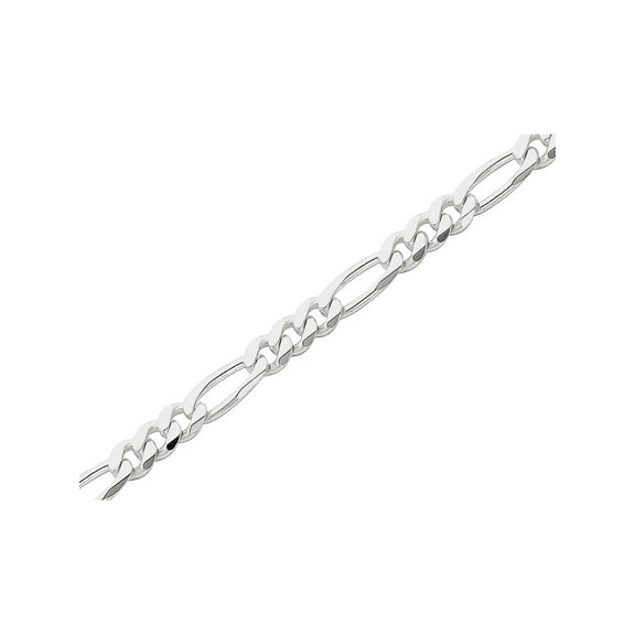 Gem & Harmony Figaro Chain Bracelet in Sterling Silver 9 inches (5.25mm) for Women