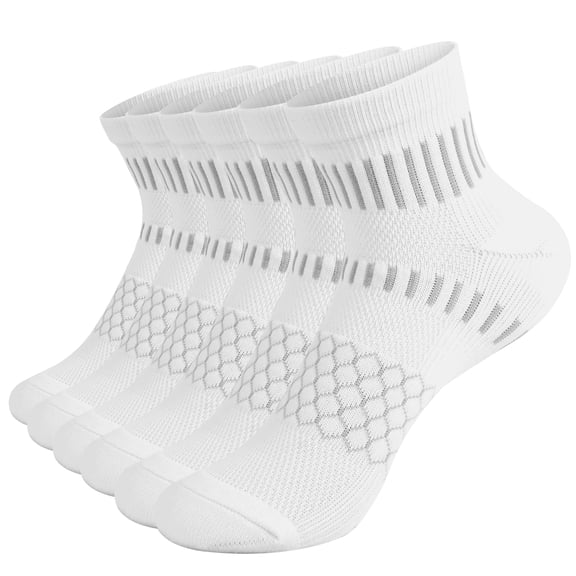 VEGCOO Athletic Ankle Socks, 6 Pairs Thick Cushioned Running Sports Socks for Men Women