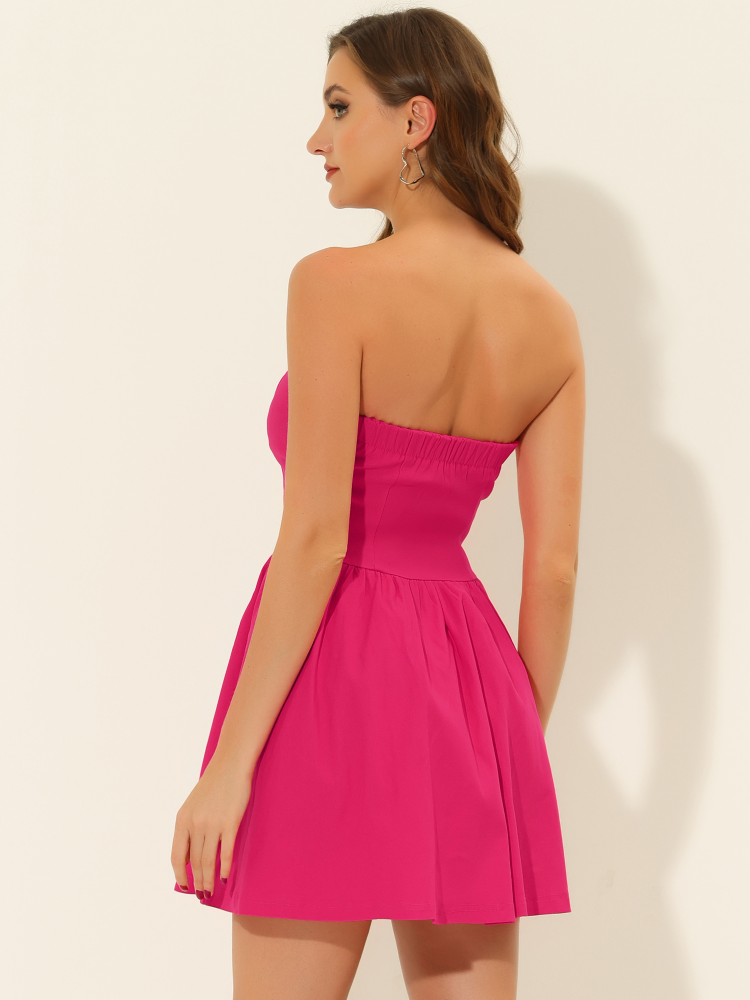 DARING DIVA Party Mini Strapless Sweetheart Neck Christmas Mini Dress S Rose Red