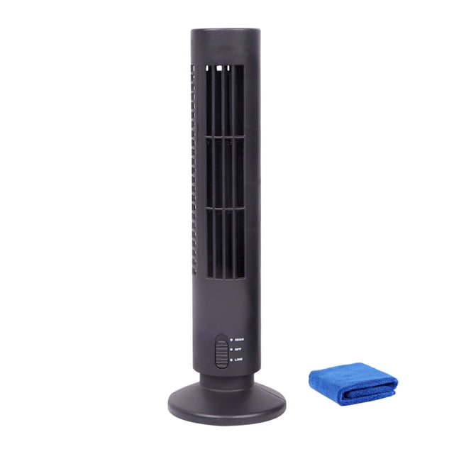 Black Compact Portable Fan Conditioner Two Speed Natural Wind Simulation Usb Powered For Home Office Bedroom Efficient Cooling Lightweight Design Efficient Device Compact Size Efficient