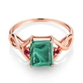thumbnail image 2 of Gem Stone King 3.60 Ct Green Malachite Red Created Ruby 18K Rose Gold Plated Silver Ring (Size 6), 2 of 5