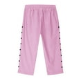 thumbnail image 6 of Lenpel Capri Pants for Girls Lightweight Elastic Waist Drawstring Side Button Tapered Cropped Pants Casual Loose Capris, 6 of 7