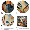 thumbnail image 3 of Designart "Folk Art Village with Wind Turbines III" Architecture Wall Art - Industrial Red Wind Turbines Bedroom Canvas Wall Art, 3 of 6