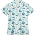 thumbnail image 5 of OOOUM Girls Short Sleeve Golf Shirt Mesh Tropical Graphic Crewneck Summer Tennis Tops Children Comfort Casual Athletic Clothes Tees Light Blue 3-4 Years, 5 of 5