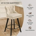 thumbnail image 6 of Dycanpo Counter Height Bar Stools Set of 4, 27" Swivel Counter Stools, Wooden Legs & Metal Footrest for Kitchen Island,Linen Fabric, 6 of 9
