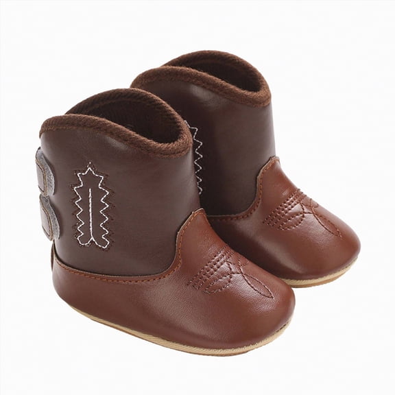 Rotm Baby Western Boots Baby Cowboy Cowgirl Boots Infant Western Boots Toddler Boys Girls Round Toe Riding Mid Calf Boots All Seasons Coffee,13