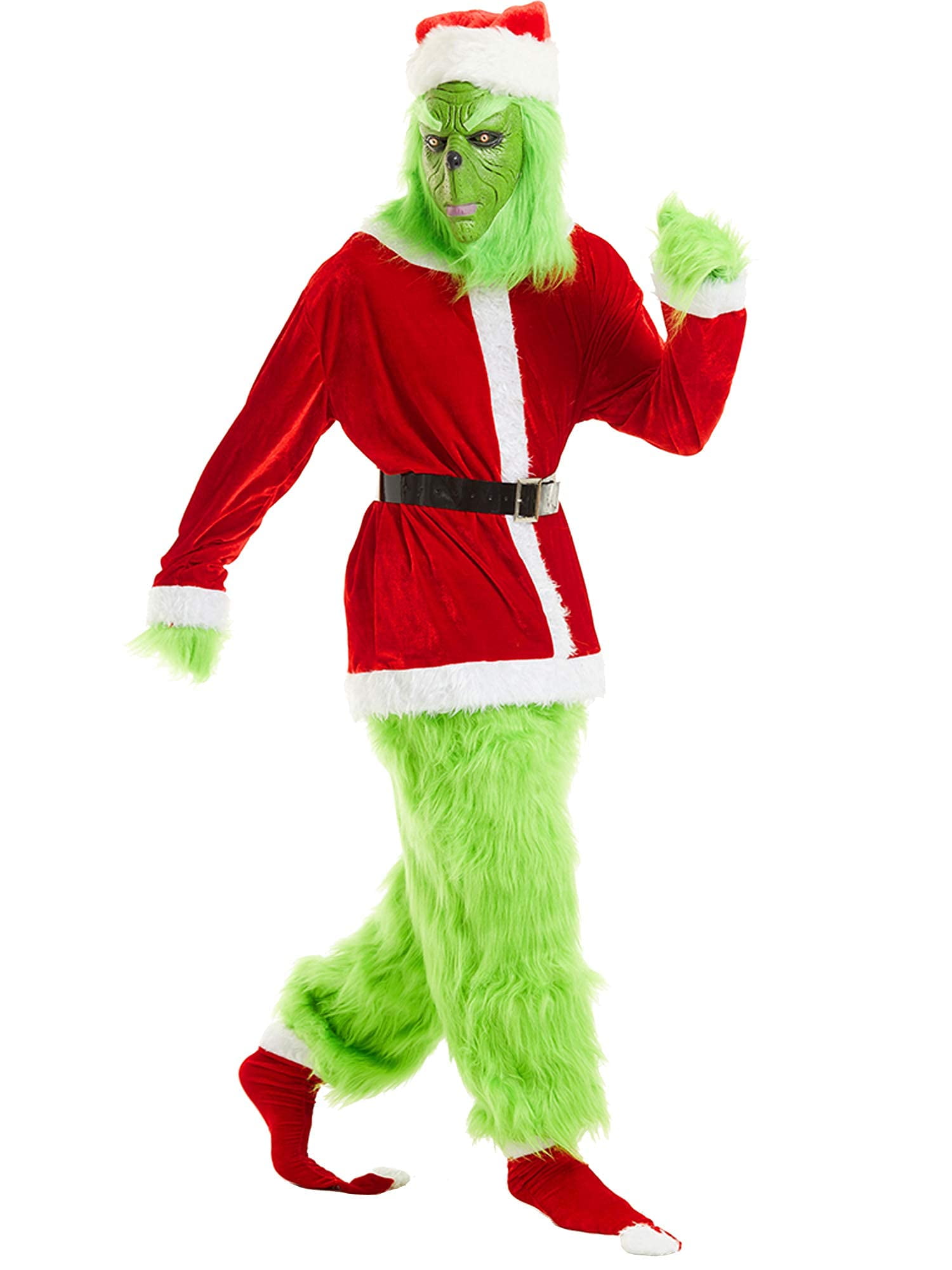 Christmas Santa Suit Green Costume 7pcs Cosplay Costume for Adults ...