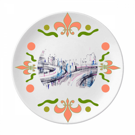 

Modern Building Skyscraper Overpass Flower Ceramics Plate Tableware Dinner Dish