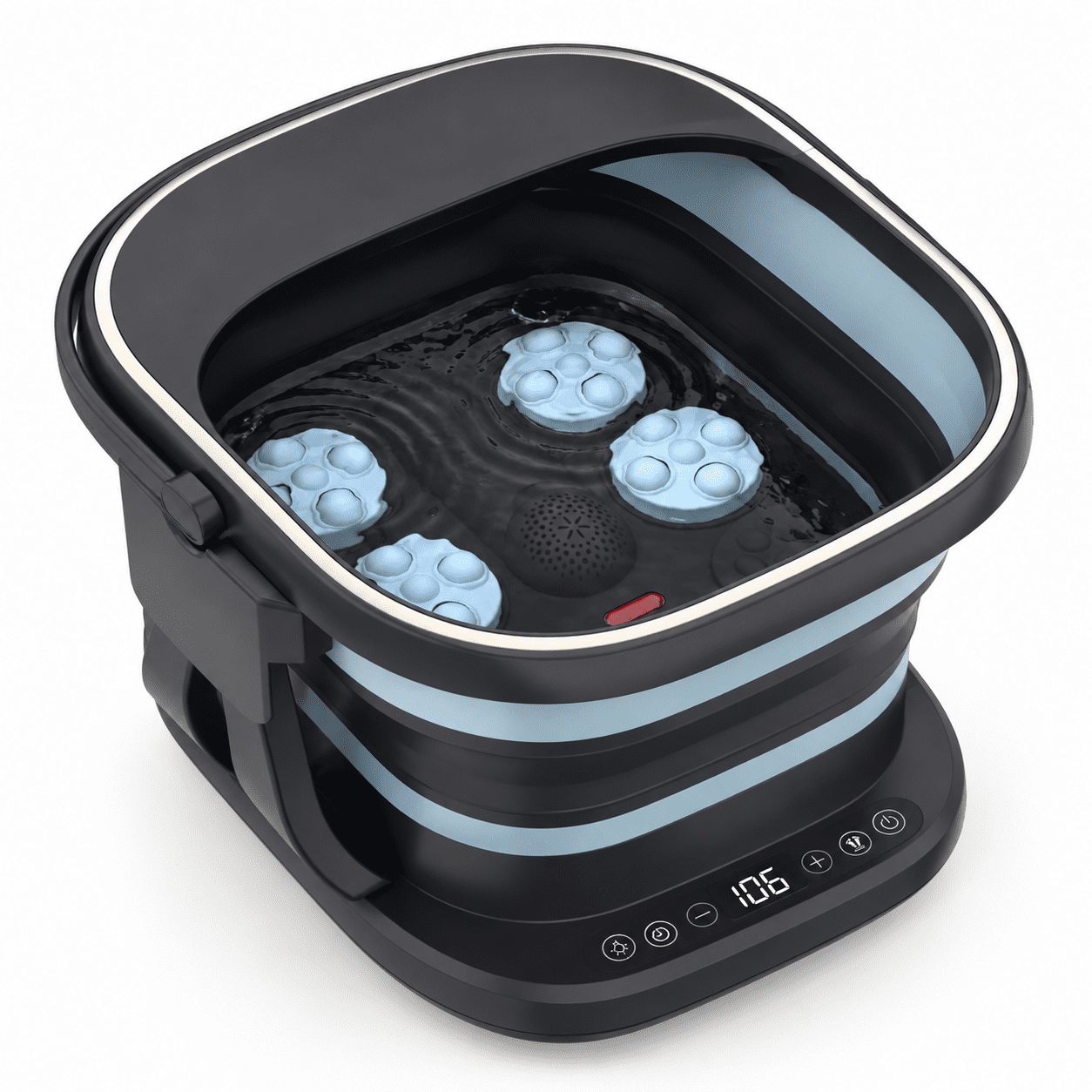 Dark Blue Collapsible Foot Spa Bath with Heat and Precise Temperature Control