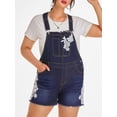 thumbnail image 1 of Shorts de Denim Desgarrador de Deshilachado con Bolsillo de Aplicación de Flor Rosegal  Vaqueros de talla grande, 1 of 5