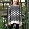 thumbnail image 2 of AINIYS Girls Casual Sweatshirts Basic Loose Soft Swing Pullover Long Sleeve Crewneck T-Shirt Polka Dots Irregular Hem Lace Tops Gray 10-11Years, 2 of 5