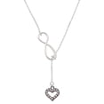 thumbnail image 1 of Delight Jewelry Black Nickeltone AB Crystal Open Heart Silver tone Elegant Infinity Lariat Necklace, 1 of 4