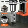 thumbnail image 2 of KFFKFF Circular Cutter Kit, Collection of 13 Weldon Shank Magnetic Drill Bits, Cutting Diameter Ranging from 7/16" to 1-1/16", 1" Cutting Depth, Crafted from M2AL HSS, Includes 2 Guide Pins, 2 of 9