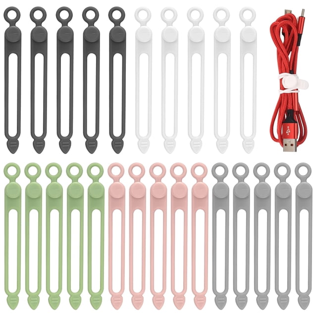 Organizador de cables reutilizable de silicona RUGLAMZHIP de 25 unidades