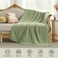 thumbnail image 5 of Chenille Chunky Knit Throw Blanket Chevron Textured Bedding Blanket,50" X 60",Sage Green, 5 of 6