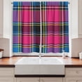 thumbnail image 2 of Ambesonne Plaid Kitchen Curtains, Modern Scottish Tartan Fun, 55"x36", Dark Grey Hot Pink and Blue, 2 of 3