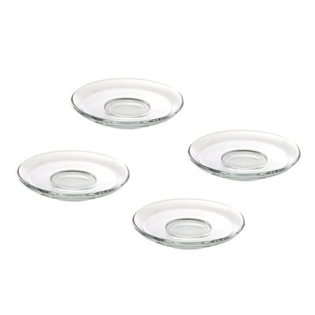 4Pcs Decorative Tea Saucers Glass Tea Plates Round Coffee Plate Teacup Saucers