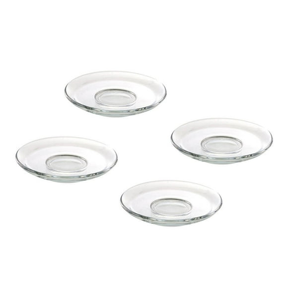 4Pcs Clear Glass Saucers Round Glass Plates Decorative Coffee Saucers Snack Storage Dishes