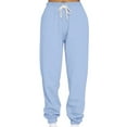 thumbnail image 3 of Avamo Ladies Tracksuit Set V Neck Jogger Sets Solid Color Two Piece Outfit Breathable Sweatshirt And Sweatpant Sports Sweatsuits Light Blue L, 3 of 5