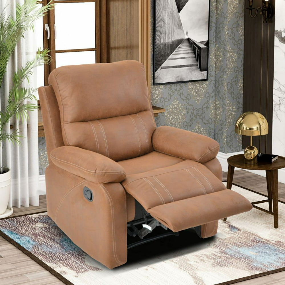Recliner Chair with Padded Seat, Faux Leather Home Theater Seating