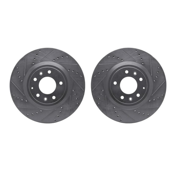 Dynamic Friction Company Front Brake Rotors-Drilled and Slotted-Silver 7002-80051