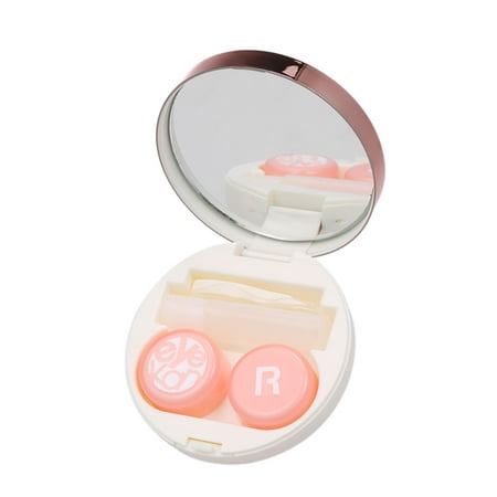 Plastic Contact Lens Box Round Portable Case Storage Container Travel With Mirror Eyewear Accessories Kit Random Color