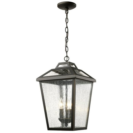 

Outdoor Pendant 3 Light With Oil Rubbed Bronze Finish Aluminum Candelabra Base Bulb 11 inch 180 Watts