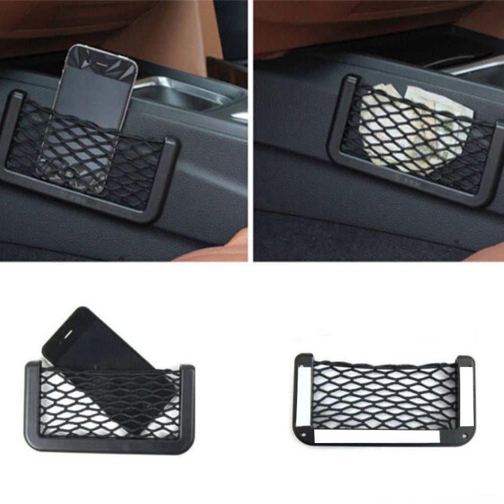 1x Car Net Storage Holder Adhesive Pocket Auto For  Sunglasses Phone Black Mesh 