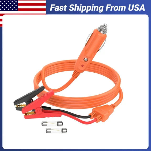 12V Car Battery Charger Cable, 14AWG Cigarette Lighter Plug to Alligator Battery Clips Connector for Jackery Solar Generators Power Station