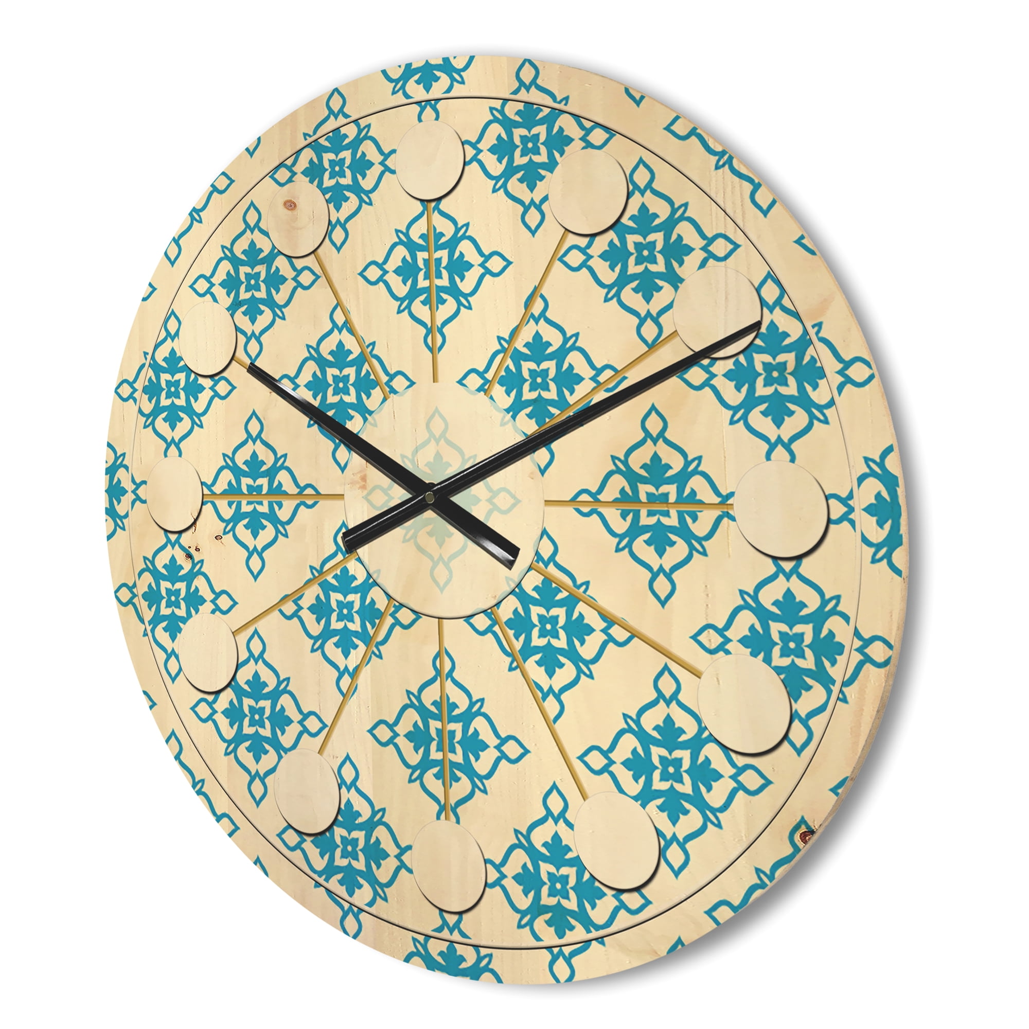 Designart 'Ornamental Retro Pattern I' Mid-Century Modern Wood Wall Clock