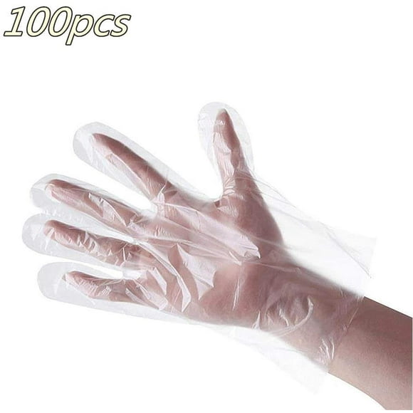 Disposable Gloves Food Service-Grade Poly Gloves Powder and Latex Free 100pcs (clear)