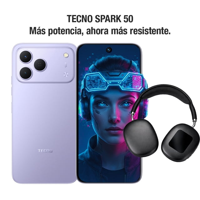 Celular Tecno Spark 50 4G Morado 256GB 4GB Desbloqueado +Audífonos