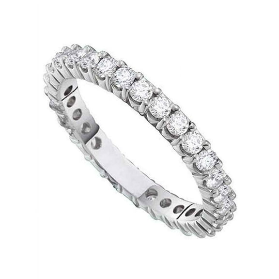14kt White Gold Womens Round Pave-set Diamond Eternity Wedding Anniversary Band 1/2 Cttw