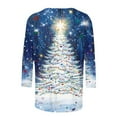 thumbnail image 5 of Festive Christmas Outfits for Women Xmas Tree Cute Print Tops Women's 3/4 Sleeve Tops Round Neck T Shirts Loose Fit Festival Clothing, 5 of 5