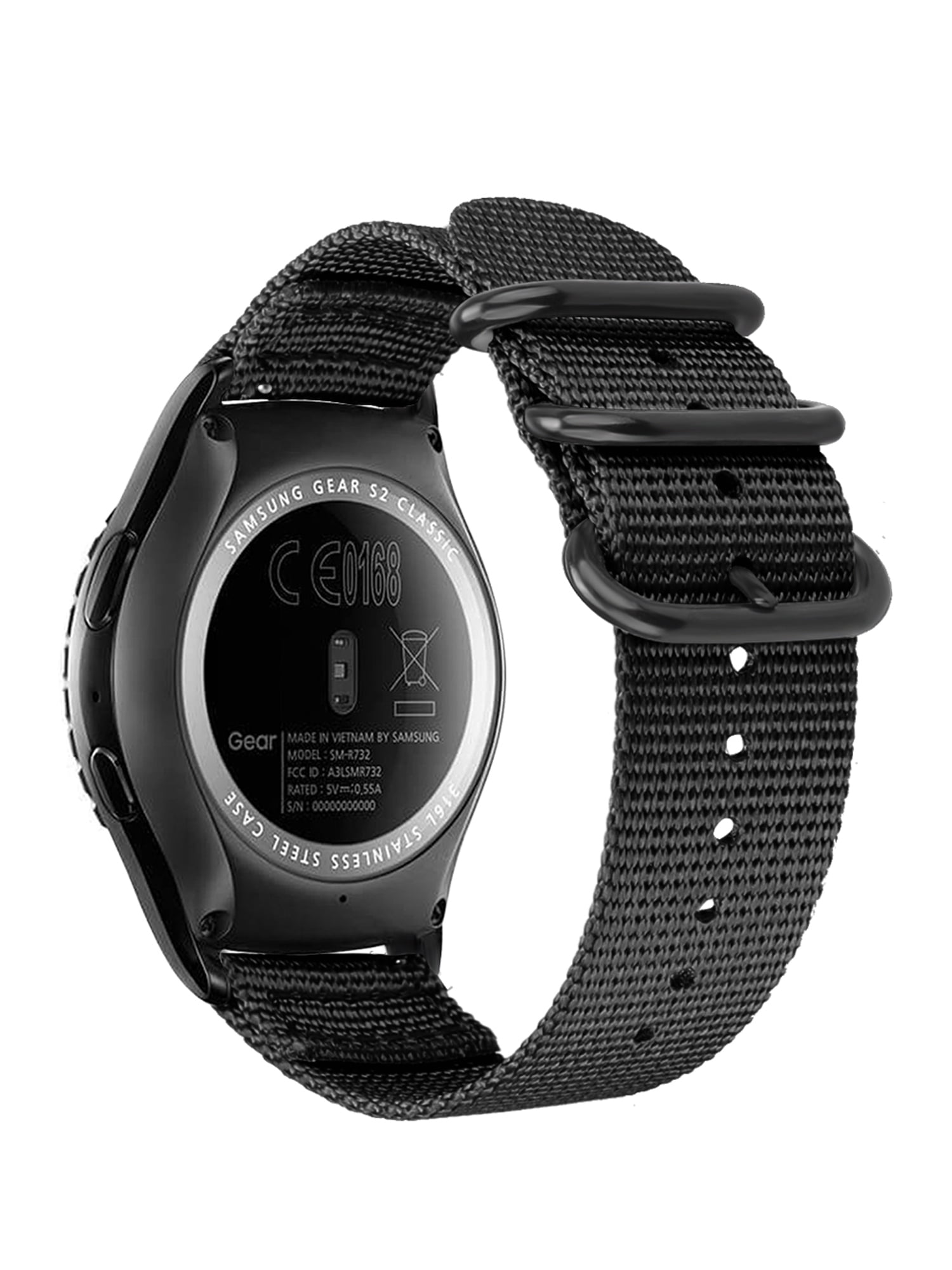 For Gear Sport & Gear S2 Classic Bands, Fintie 20mm Soft Nylon Replacement Strap Band with Adjustable Closure, Black