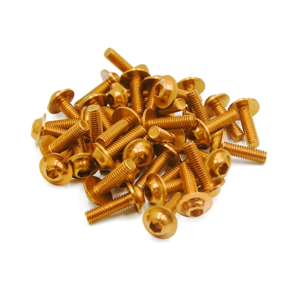 40Pcs Tornillos M6 X 20mm Rosca Aluminio Dorado de Moto Pernos de Cabeza Hexagonal
