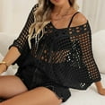 thumbnail image 4 of ZyeKqe Womens Crochet Tops Half Sleeve Sweaters Hollow out V Neck Knit Tops Summer Beach Cover Ups Swimming Suits, 4 of 6