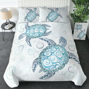 Blessliving Microfiber 10 Grid Turtle Duvet Cover Set Comforter Cute Covers Twin Size Bed with 2 Pillow, 68"x86"