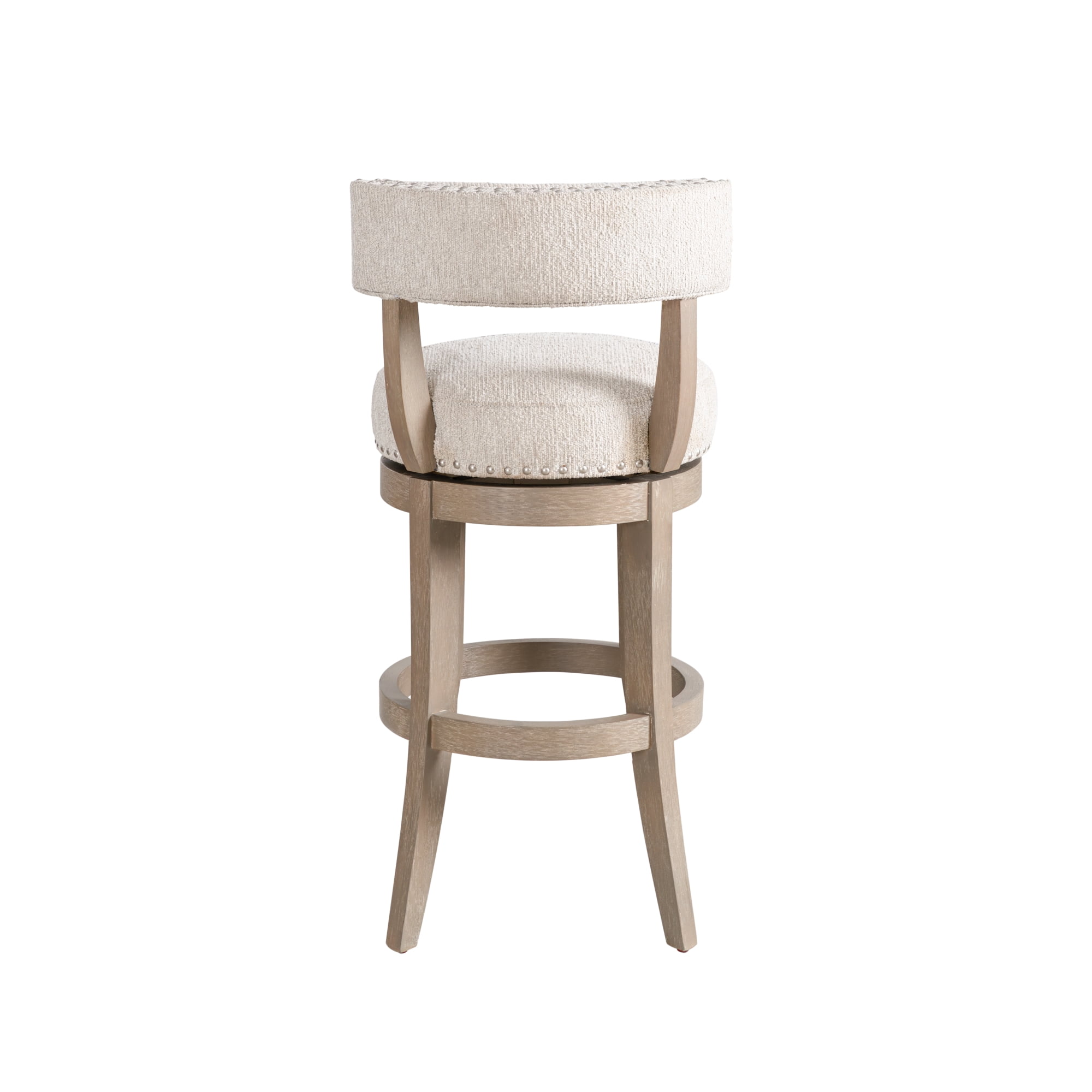 Mystic Solid Wood Upholstered 30" Bar Height Swivel Barstool with Ancient Stone Fabric Seat - Set of 2