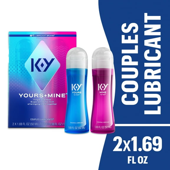 K-Y Yours & Mine Personal Lubricant for Couples, Personal Intimacy, KY Lube for Sex, For Men and Women, Sensorial Couples Sex Lube, Tingling for Her, Warming for Him, 2 x 1.69 Fl Oz