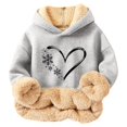 thumbnail image 2 of Bnwani Kids Hoodies Girls Long Sleeve Lamb Wool Thick Sweatshirt Pullover, 2 of 3