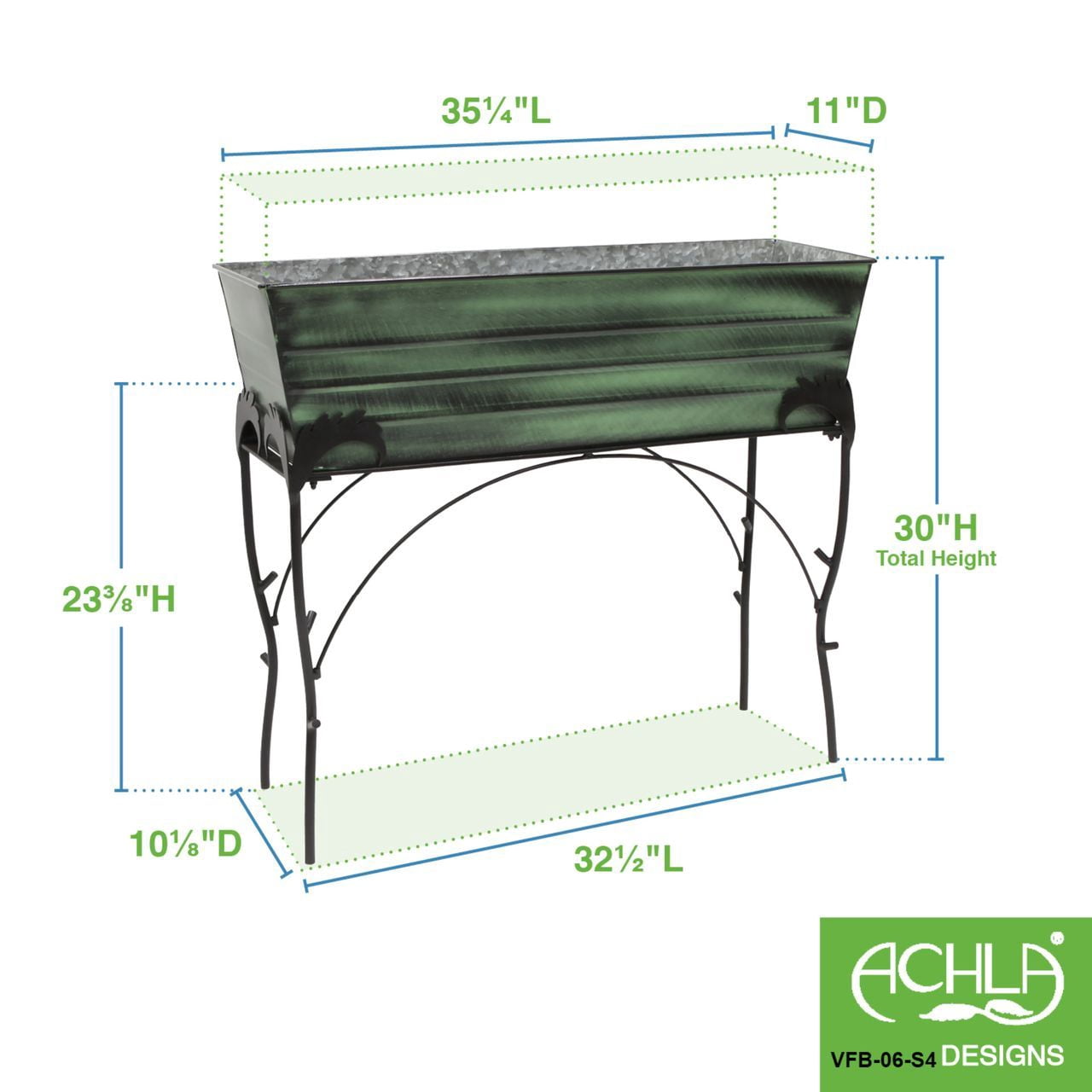 Achla 36" x 30"H Green Flower Box With Flora Stand
