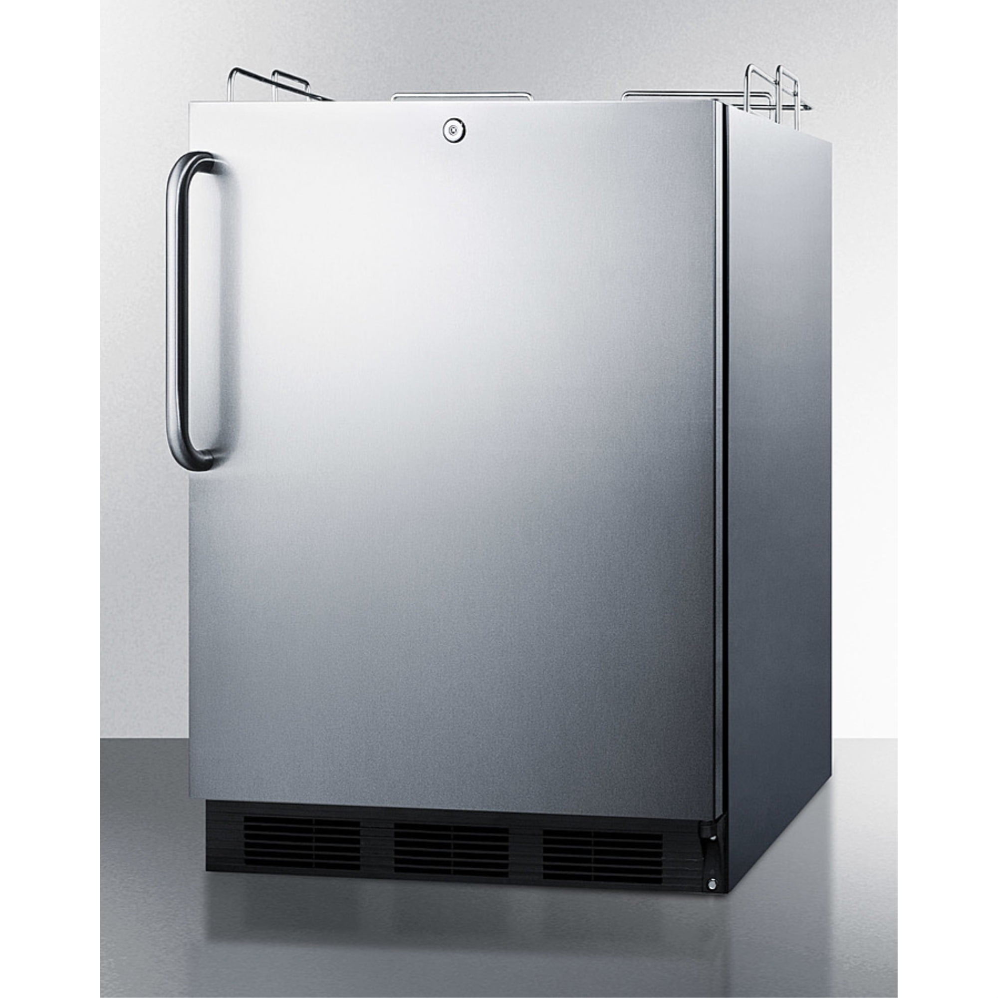 ADA compliant commercial outdoor kegerator in complete stainless steel, designed for built-in or freestanding use; no tapping equipment included